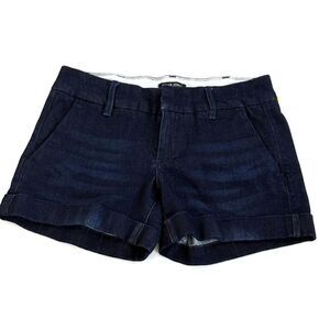 DEAR JOHN Womens 26 Denim Shorts Dark Blue Cuffed Stretch Classic Casual